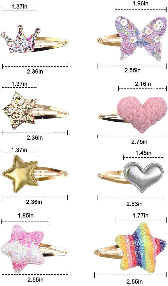 Metal Novelty Hair Clips for Kids (8 Pairs) - Image 2