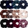 12-piece dark-toned velvet scrunchie set